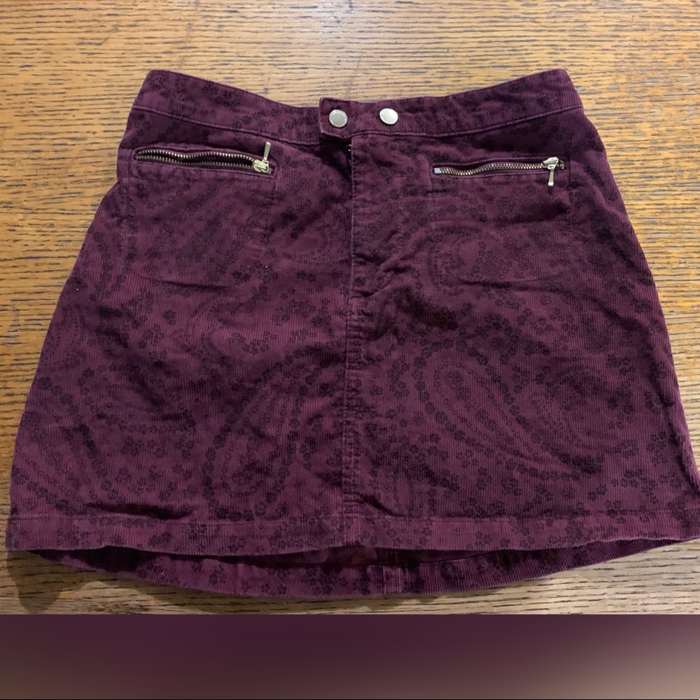 CUTE Abercrombie and Fitch Burgundy Denim Miniskirt 2